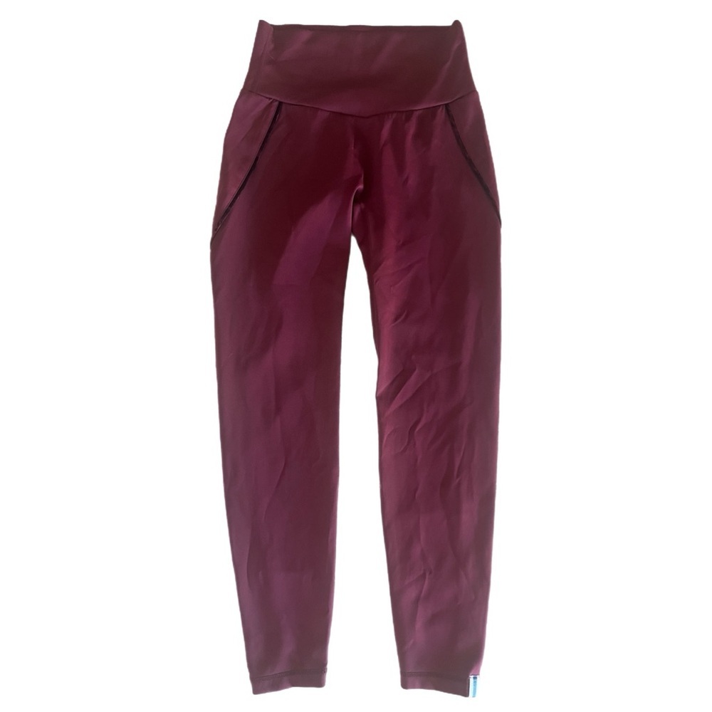 NWOT Enavant Leggibgs with Velvet Seams in Maroon Size Small